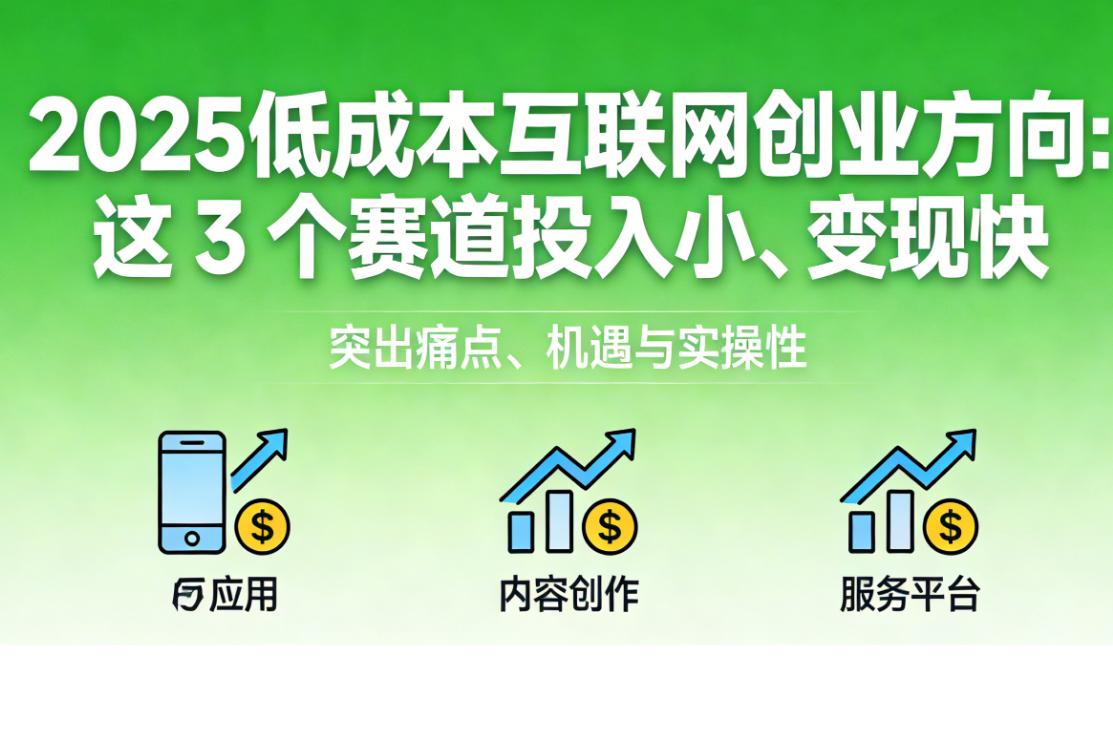 2025 低成本互联网创业方向：这 3 个赛道投入小、变现快