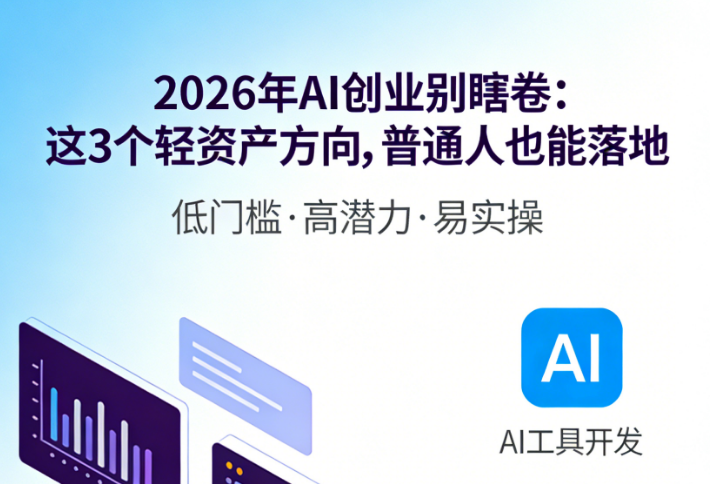 2026 年 AI 创业别瞎卷：这 3 个轻资产方向，普通人也能落地